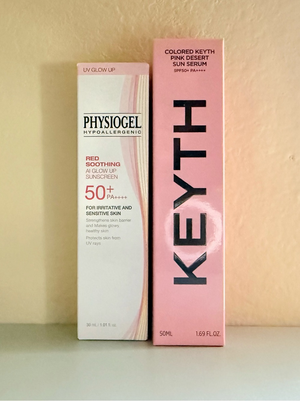 K Beauty Sunscreen Set: PHYSIOGEL Red Soothing & KEYTH Pink Desert Sun Serum